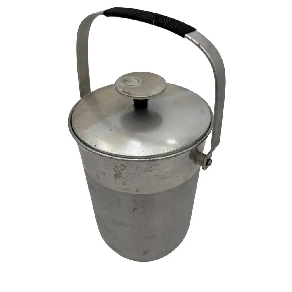 Vintage Aluminum Ice Bucket, Mid Century 12